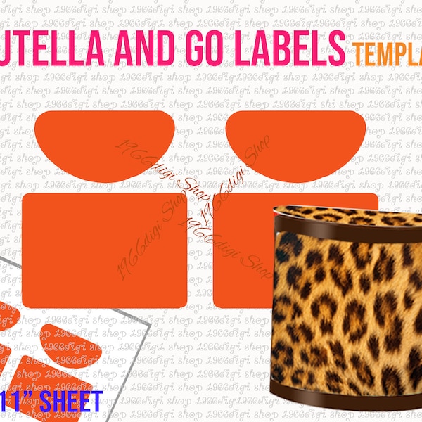 Nutella and Go Labels, Nutella and Go Sticker, Nutella and Go Template,  Nutella Blank Label Template, Party Favor Template, SVG, DXF, Docx