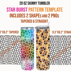 Tumbler Wrap Svg, Skinny Tumbler 20 oz Template, Star Burst Tumbler Template, Star Burst Svg, Tumbler Template, Star Burst Template Svg Dxf