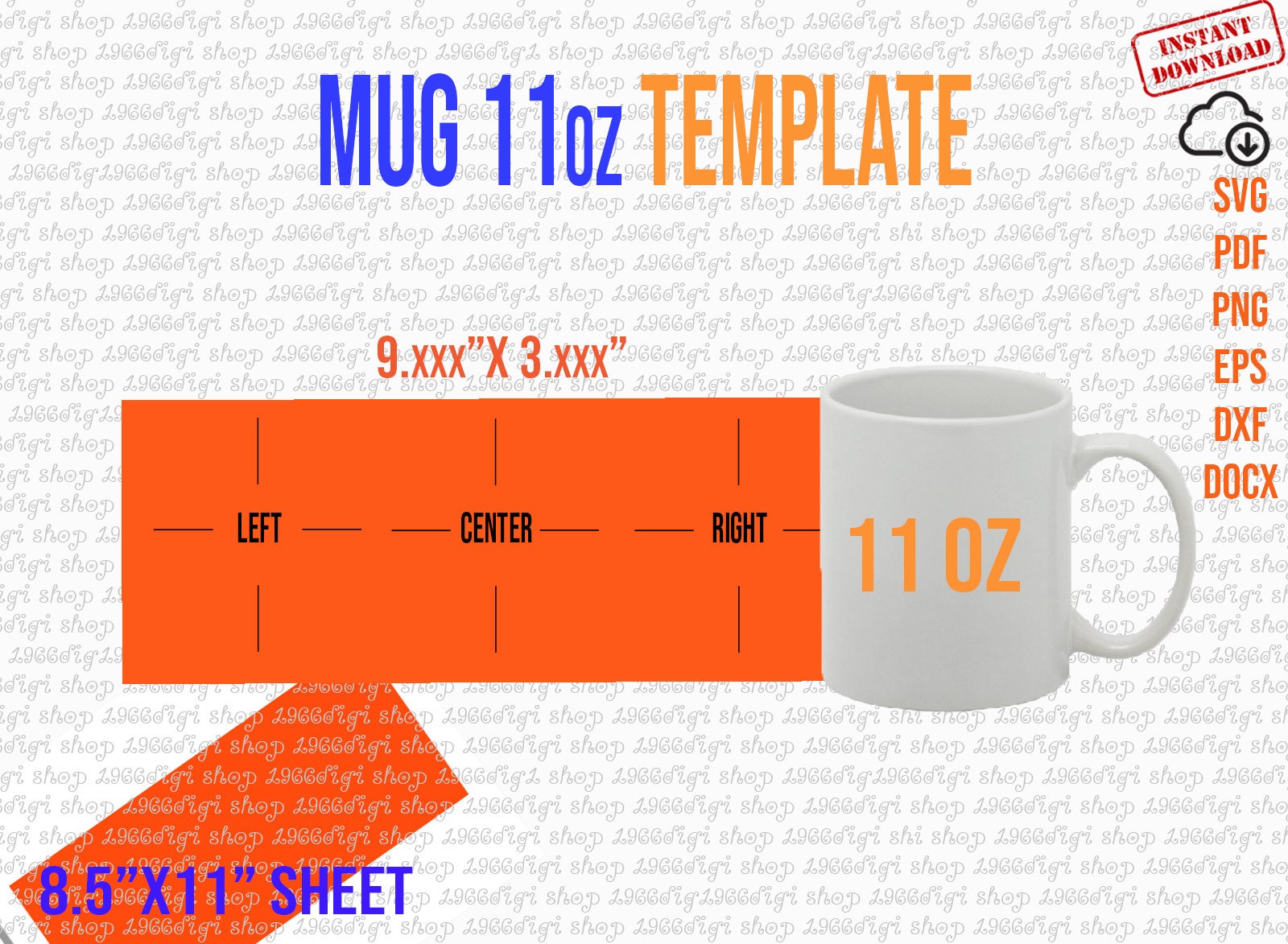 Mug 11oz Template 11 Oz Mug Template For Sublimation Full Etsy Finland