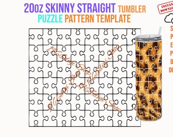 Puzzle Tumbler Wrap SVG: 20oz Skinny Straight Template (Digital Download)