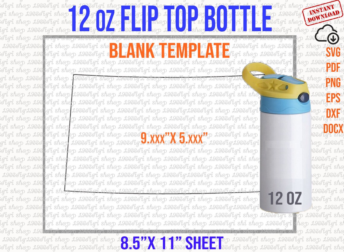 Flip Top Bottle 12oz Template, 12 Oz Full Wrap, Flip Top Bottle ...