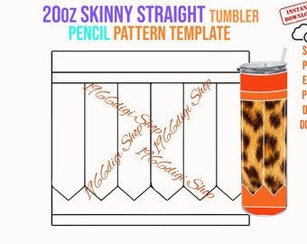 Pencil 20oz Skinny Straight Template, Tumbler Wrap Svg, Tumbler Template, 20 oz Skinny Tumbler Template, Pencil Svg, Tumbler Template Svg