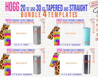 Hogg Tumbler Template Bundle: 20oz & 30oz Straight/Tapered (Digital Download)