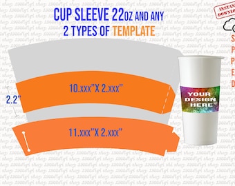 Cup Sleeve Template 22oz Svg, Paper cup sleeve Personalized Design, Sleeve Paper Template, Cup Template, Create Design Your Own Png, Svg Dxf