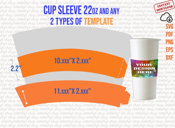 Cup Sleeve Template 22oz Svg Paper Cup Sleeve Personalized | Etsy