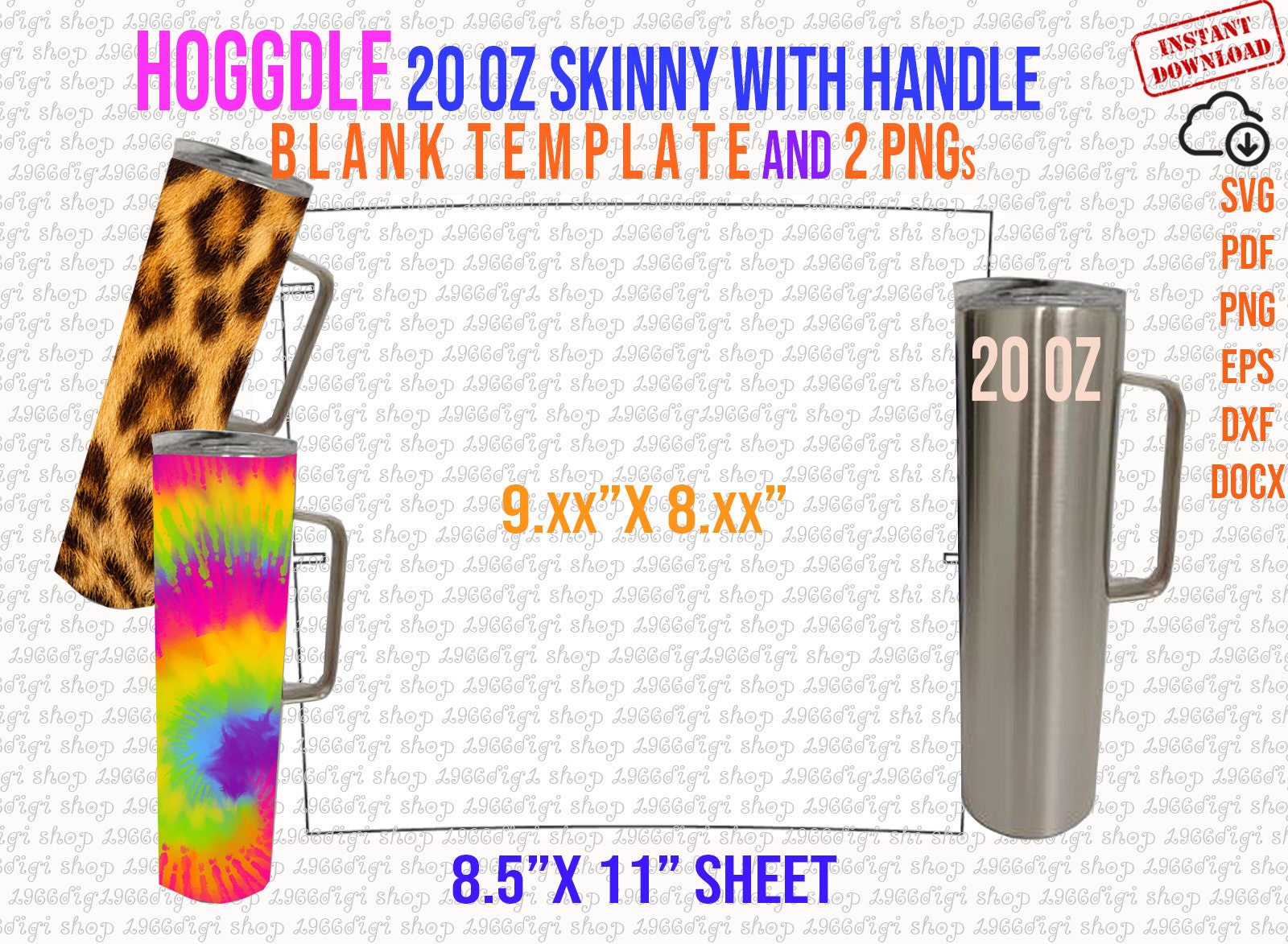 Hogg Skinny With Handle 20oz Template Tumbler Full Wrap for 20oz