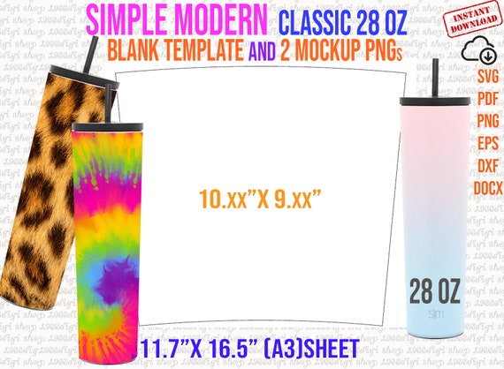 Simple Modern Classic 28 oz Template, Tumbler template, Simple Modern Svg,  Full Wrap for SIM, Simple Modern 28oz Template, Svg, Docx, Dxf