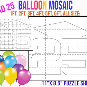 Grad 25 Mosaic, Graduation 2025, Prom 2025, Balloon Template 1 ft, 2 ft, 3 ft, 4 ft, 5 ft, 6 ft Mosaic, Mosaic Balloons, Graduation 25, Pdf