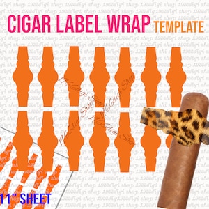 Cigar, Cigar Template, Cigar Wrapper Template, Cigar Wrapper, Cigar Wrap, Cigar Label Template, SVG, DXF, Ms Word Docx, Png, 8.5&quot;x11&quot; sheet