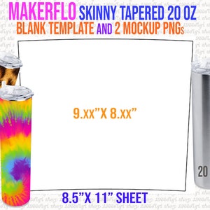 Makerflo Skinny Tapered 20oz Template Full Wrap for Tumbler 20 Ounce Tumbler Sublimation Template for Makerflo Wrap Svg, Png, Dxf, Pdf