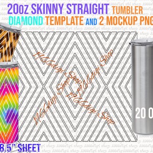 Skinny 20oz Diamond Straight Template, diamond Template, Tumbler Template, 20 oz Skinny Tumbler Template, diamond Pattern, Tumbler Template