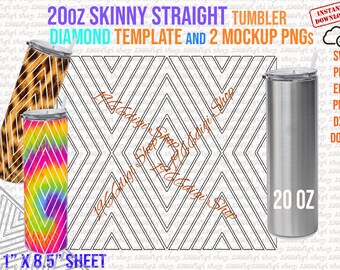 Diamond Tumbler Template: 20oz Skinny Straight Design (Digital Download)