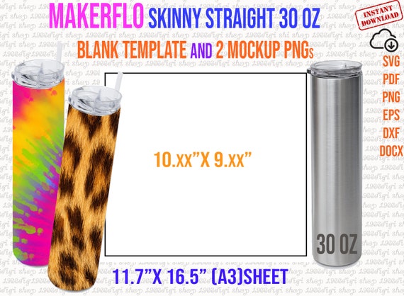 Makerflo 30 oz Skinny tumbler template Sublimation Full wrap