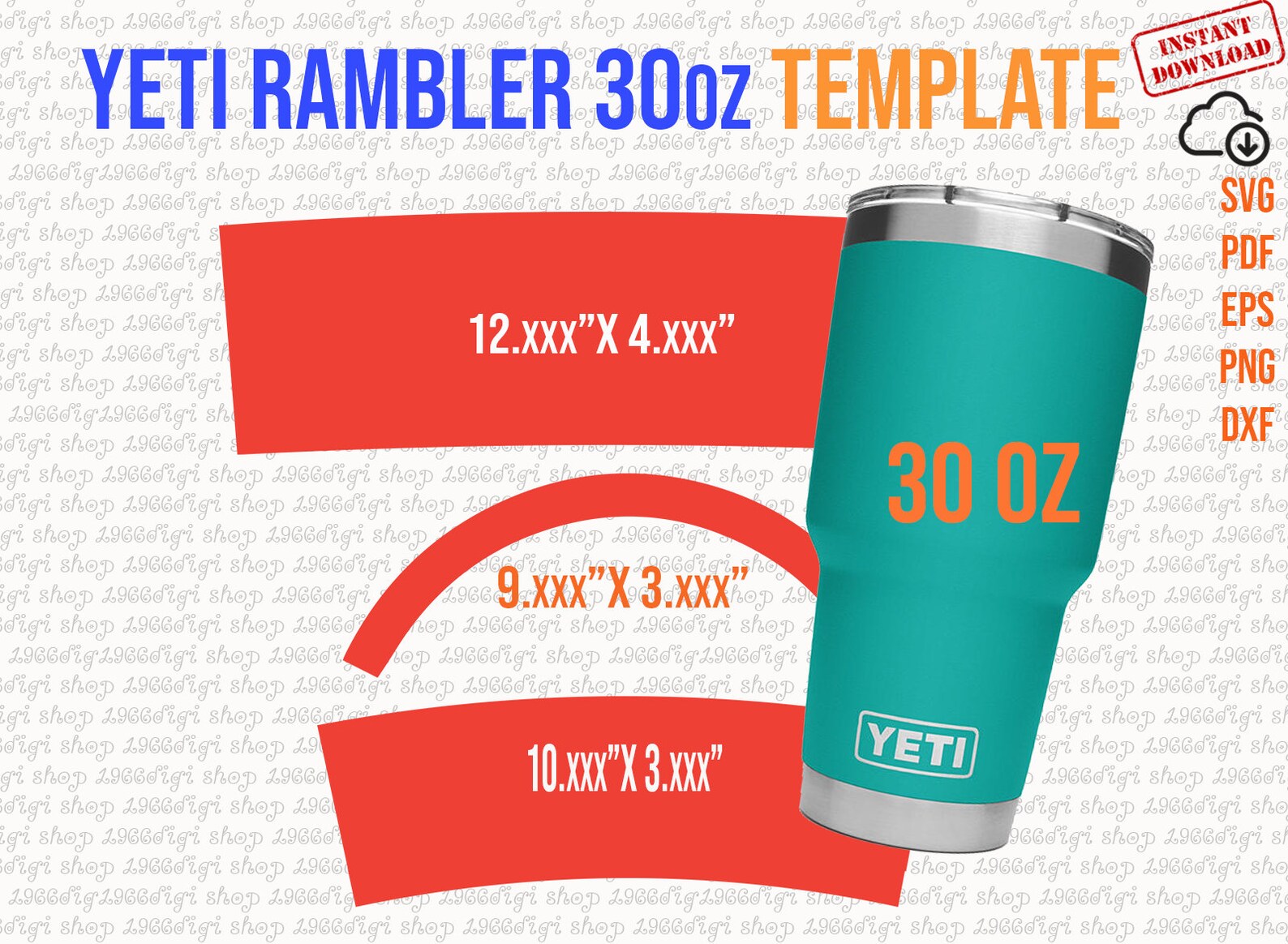 Tumbler Template YETI Rambler 30 Oz Template Full Wrap For Etsy