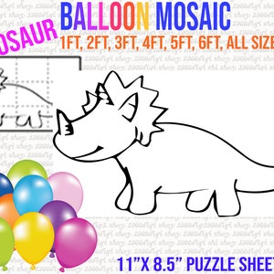 Dinosaur Mosaic, Dinosaur Svg, Mosaic Balloon Frame Template 1 ft, 2 ft, 3 ft, 4 ft, 5 ft, 6 ft, Mosaic Balloons, Dinosaur Mosaic, Pdf