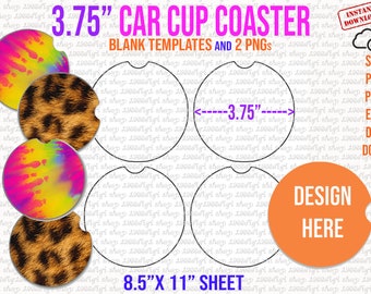 Car Cup Coaster Template, 3.75" Car Cup Coaster Svg, Car Cup Coaster, Car Coasters, Svg, Eps, Dxf, Png, Docx, Sublimation 11"x8.5" Cricut