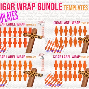 Cigar Wrap Bundle Template, Cigar Wrapper Template, Cigar Wrap, Cigar Wrap, Cigar Label Template, SVG, DXF, Word Docx, Png, 8.5&quot;x11&quot; sheet