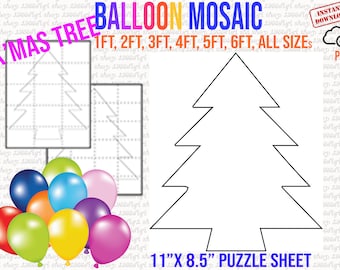 Christmas Tree Mosaic, Xmas Tree Svg, Mosaic Balloon Frame Template 1 ft, 2 ft, 3 ft, 4 ft, 5 ft, 6 ft, Balloon Tree, Tree Mosaic, Pdf
