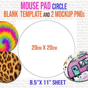 Circle Mouse Pad template, Mousepad, Mouse Pad Svg, Mouse Mat for Sublimation Template 20x20cm SVG, Dxf, Word Docx, Png, Eps, 11&quot;x8.5&quot; sheet