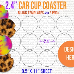Car Cup Coaster Template, 2.4&quot; Car Coaster Template, Car Cup, Car Cup Coaster, Car Cup Coaster Svg, Svg, Docx, Sublimation 11&quot;x8.5&quot; Cricut