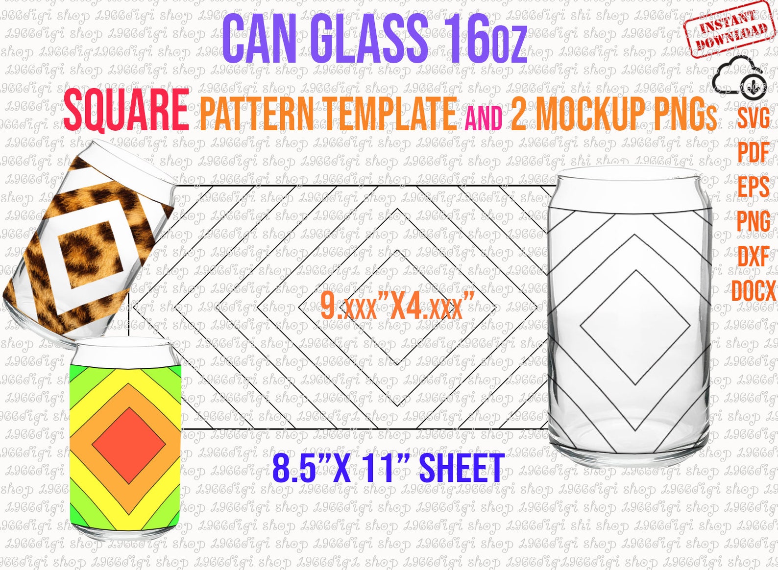 Beer Can Glass Template Size