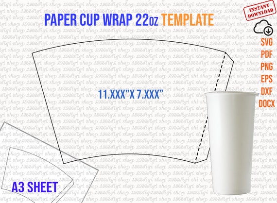 Paper Cup Template 22oz 22 Ounce Full Wrap Styrofoam Coffee - Etsy