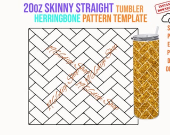 Herringbone Tumbler Wrap Template: 20oz Skinny Straight Design (SVG DXF)