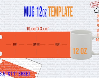 12oz Mug Template for Sublimation (Digital Download)