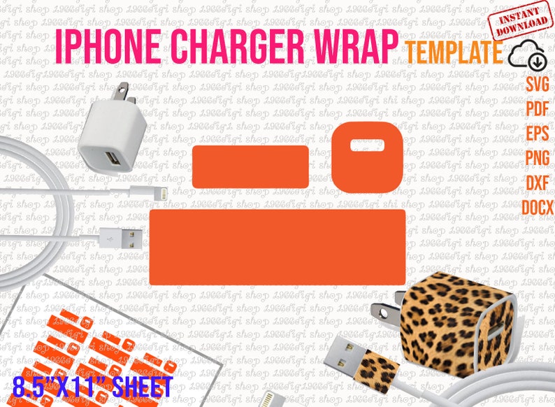 IPhone Charger 5W Svg, iPhone Charger Template, iPhone Charger Label