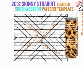 Southwestern Tumbler Wrap Template: 20oz Skinny Straight Design (Digital Download)