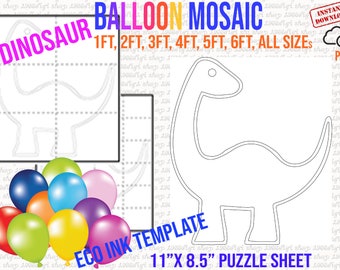 Dinosaur Mosaic, Dinosaur Svg, Mosaic Balloon Frame Template 1 ft, 2 ft, 3 ft, 4 ft, 5 ft, 6 ft, Dino, Mosaic Balloons, Dinosaur Mosaic, Pdf