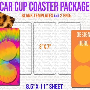 Car Cup Coaster Package Template, 2 Pcs Car Cup Coasters Package, Car Cup Coasters, Car Coasters, Svg, Dxf, Docx, Dxf Sublimation 11"x8.5"