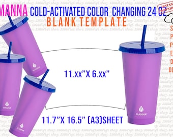 Manna Cup Template, Manna Cup Svg, Manna personalized cups Svg, Cold Activated Color  Changing Full Wrap, Manna Cup, Full Wrap Svg Docx Eps