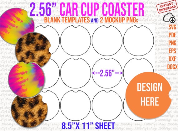 Car Cup Coaster Template, 2.56 Car Cup Coaster Svg, Car Cup