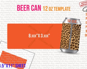 12oz Beer Can Label Template: DIY Sublimation Design (Digital Download)