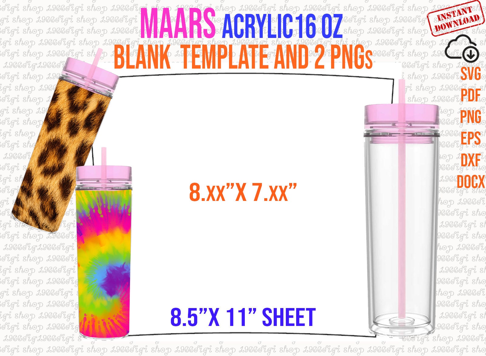 16oz Maars Skinny Acrylic Tumbler Personalized CLOSEOUT PRICING 
