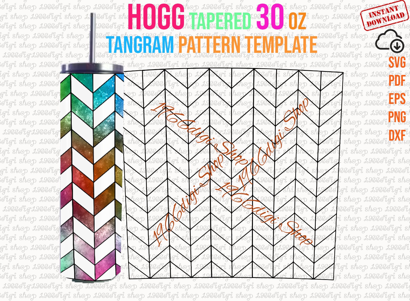 Tangram Tumbler Template 30 oz Hogg Skinny Svg tapered Pattern Template 30 oz Hogg Skinny Tumbler cut file Hogg tumbler Template 30 OZ