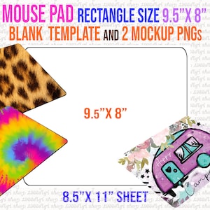 Rectangle Mouse Pad template, Mouse Pad Svg, Mouse Svg, Mouse Mat for Sublimation Template, 9.5&quot;x8&quot; SVG, Dxf, Docx, Png, Eps, 8.5&quot;x11&quot; sheet
