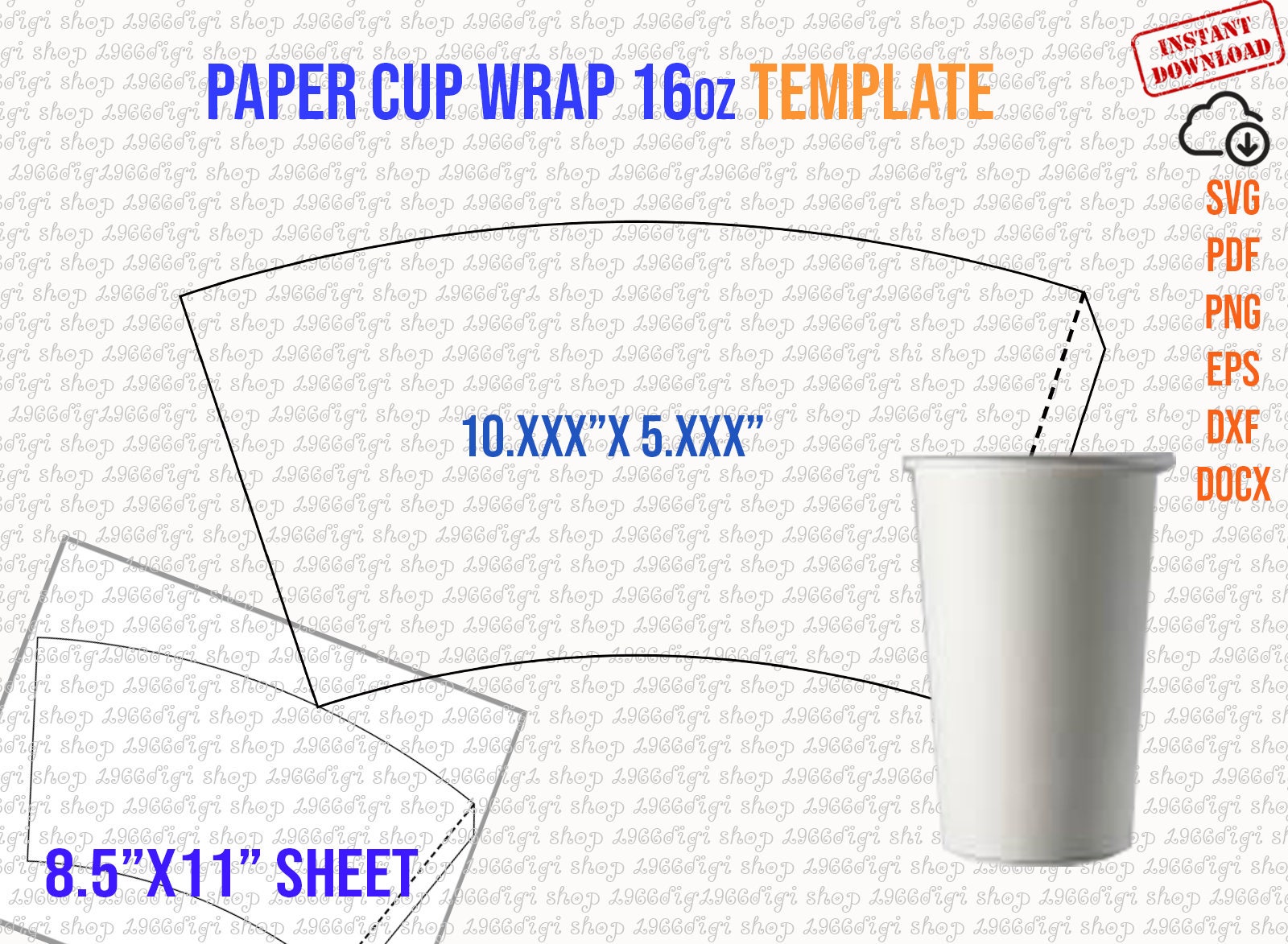 Paper Cup Template 16oz 16 Ounce Full Wrap Styrofoam Coffee Cup 16oz 