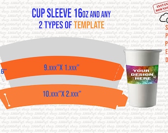 16oz Cup Sleeve Template: DIY Pappbecher-Design (Digitaler Download)