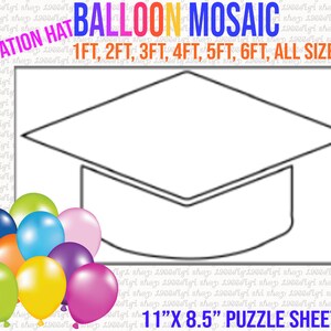 Graduation Hat, Prom 2025, Graduation Hat Mosaic Balloon Frame Template 1 ft, 2 ft, 3 ft, 4 ft, 5 ft, 6 ft, Hat Graduation, Hat Mosaic, Pdf