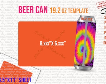 Beer Can Svg, Beer Can 19.2 oz Label Template, Beer Can Template, Soda Can Svg, Beer Cans 568 ml Label Sticker, Word 8.5x11 sheet Dxf Docx