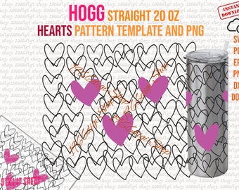 May include: A 20 ounce stainless steel tumbler with a black and white heart pattern. The tumbler has a pink heart design on the front. The image also includes a digital download of the heart pattern.