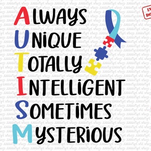 Always Unique Totally Intelligent Manchmal geheimnisvolles Svg, Geheimnisvolles Svg, Autism Awareness Svg, Png Ai Cricut Silhouette, Sofortiger Download