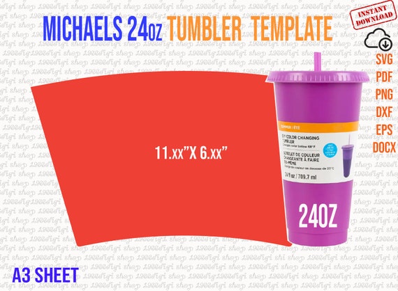 Michaels 24oz Tumbler Template Full Wrap for Tumbler 24 Ounce