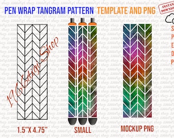 Pen Wrap Template Svg, Chevron Template, Tangram Pattern Png, Dxf Eps Pdf  Epoxy Pen Wrap Svg ,WaterSlide, Joy Glitter Pen, Tangram Template