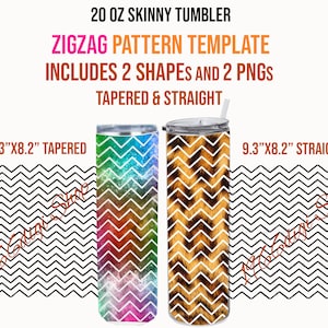 Skinny 20oz Zigzag Straight and Tapered Template, Tumbler Wrap Svg, Tumbler Template, Zigzag Svg, Tumbler Template Svg, Png, Pdf, Dxf, Eps