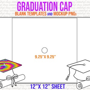 Graduation Cap Template, Blank Graduation Cap, Graduation Cap Svg, Tassel Toppers Template, 9.25x9.25 Inch Template, Svg, Dxf, Docx, Eps