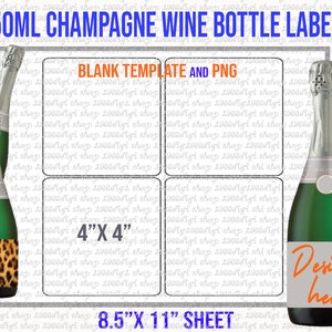 Wine Champagne Label Template 4x4, 750ml Bottle (Digital Download)
