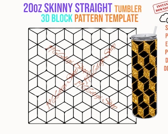 3D Block 20oz Skinny Tumbler Template (Digital Download)